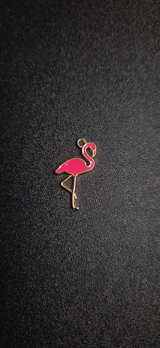 Breloque Flamant Rose Rose Néon